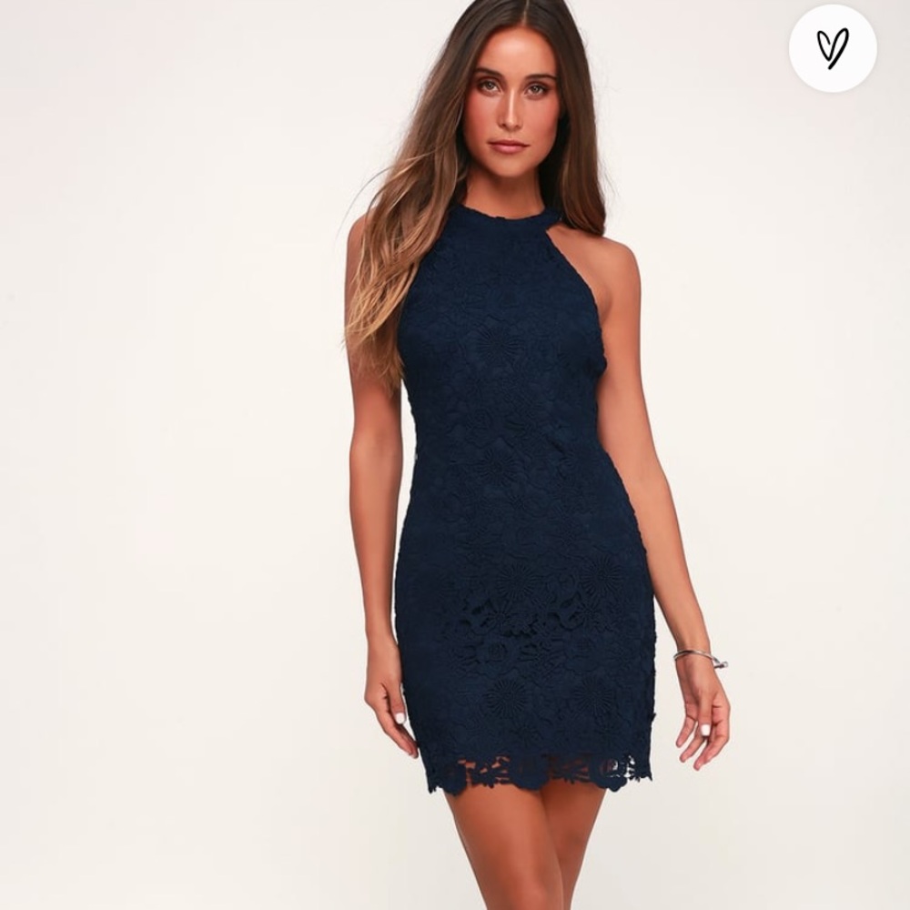 Love Poem Navy Blue Lace Dress